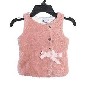 Tahari Baby Girl Plush Vest with Bow Size 24 Months